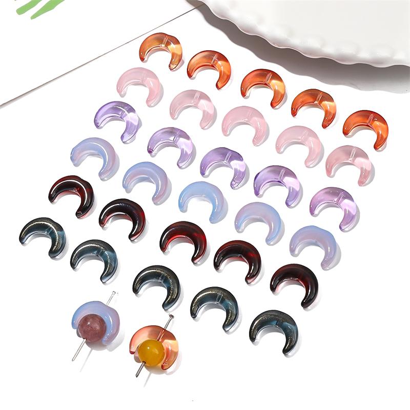 50pcs 15mm Crystal Glass Moon Charm Beads Fit for 8mm Beads for Necklace Bracelet Earring DIY Jewelry Making Supply