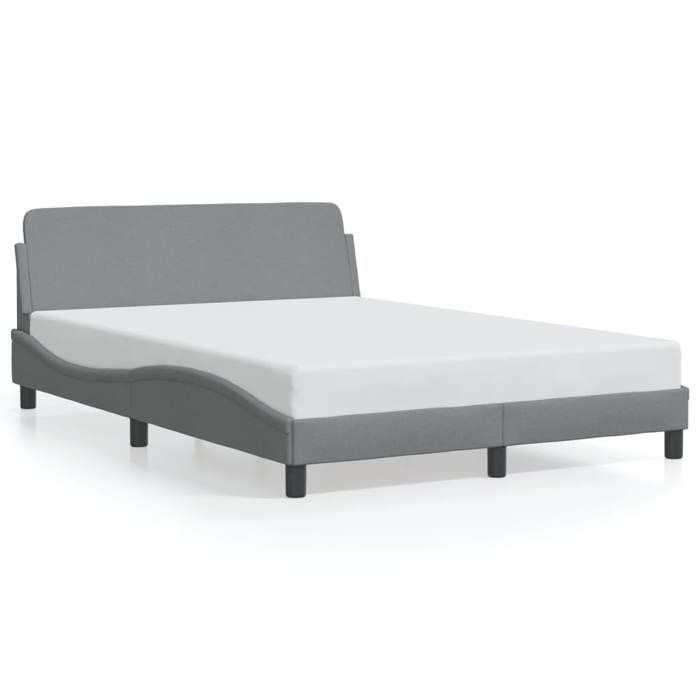 VidaXL Bed Frames with Headboard, Upholstered Bed with Slat Base, Double Bed with Bedroom Footboard, Grey 373165