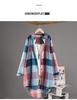 Women's Plaid Long Sleeve Sun Protection Shirt – Loose, Plus Size, Cotton Linen Jacket