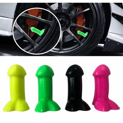 4ks Novinka Spoof Tyre Klobouky silikonový ventil dřík Penis Světelný plášť kloboučky kloboučky žerty Jádro pneumatiky kloboučky nárazníkové lišty auto kolo horský ventil