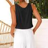 Women's Fashionable Oversized V-Neck Button-Up Tank Top Shirt Casual Blouse