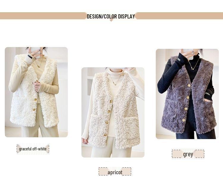 Damväst i kort lamull 2025 - Ny förtjockad plyschärmlös jacka för höst/vinter