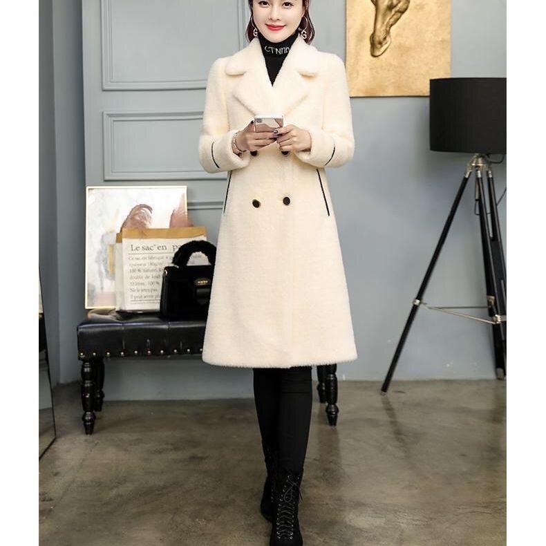 Plush Coat for Women Mid Length Autumn and Winter New Korean Version Thick Woolen Coat