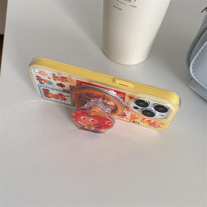 Kawaii Cartoon Magnetic Phone Case For iPhone 16 Pro 15 14 13 Pro Max Shockproof Cover with Magsafe Stand Holder Hard Cases Capa