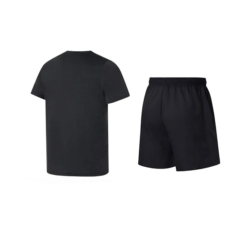 Li-Ning Solid Color Simple Fitness Quick-Dry Comfortable Round Neck Casual Sports Suit Unisex Sportswear ATSS069-1+AKSV843-1