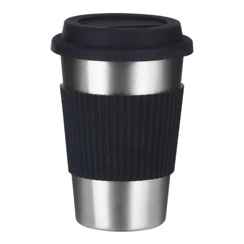 304 Edelstahl Thermoskanne für Tee, Kaffeetasse, Tragbarer Auto-Thermobecher, Reisebecher mit Deckel, Verbrühsicheres Trinkgeschirr, 430 ml