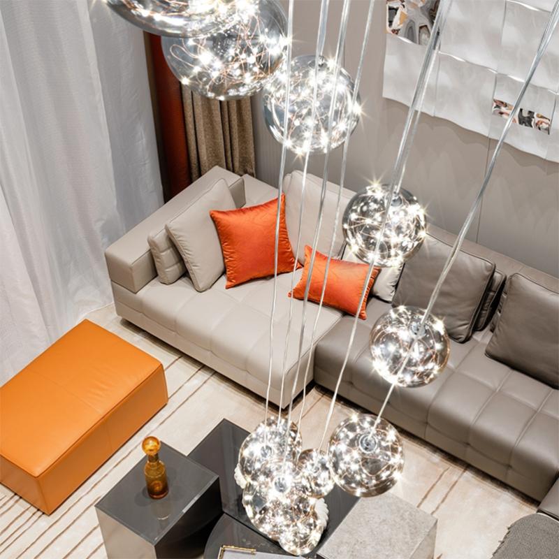 Modern Chandelier Living Room Villa Dining Room Kitchen Chandelier Crystal Ball Stair Ceiling Light
