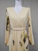 Elegant European Long Sleeve Printed V-Neck Mid-Length Vacation Dress 2025
