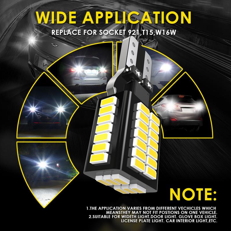 2x T15 W16W 921 Led Bulbs Canbus Reverse Super Bright Back Up Light White For Seat Alhambra MK2 Ibiza MK5 KJ 2017- Ateca