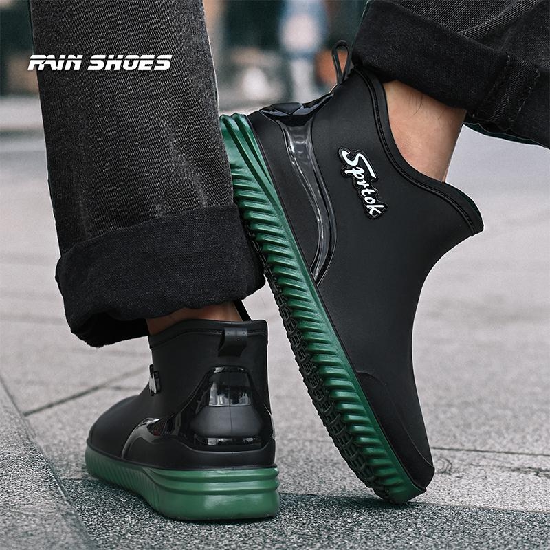 Modische Kurze Regenstiefel für Erwachsene Wasserdichte Knöchelschuhe Rutschfestes Langlebiges Gummi-Schuhwerk für Herren Damen Geeignet für Regentage