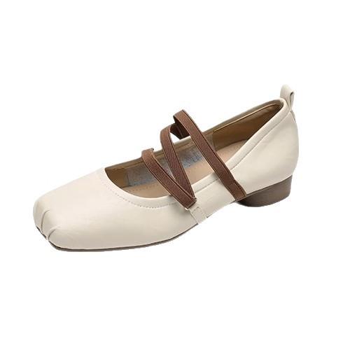 Sheepskin~ Ballet women's shoes Mary Jane shoes new evening shoes thick heel light mouth low heel French single shoes