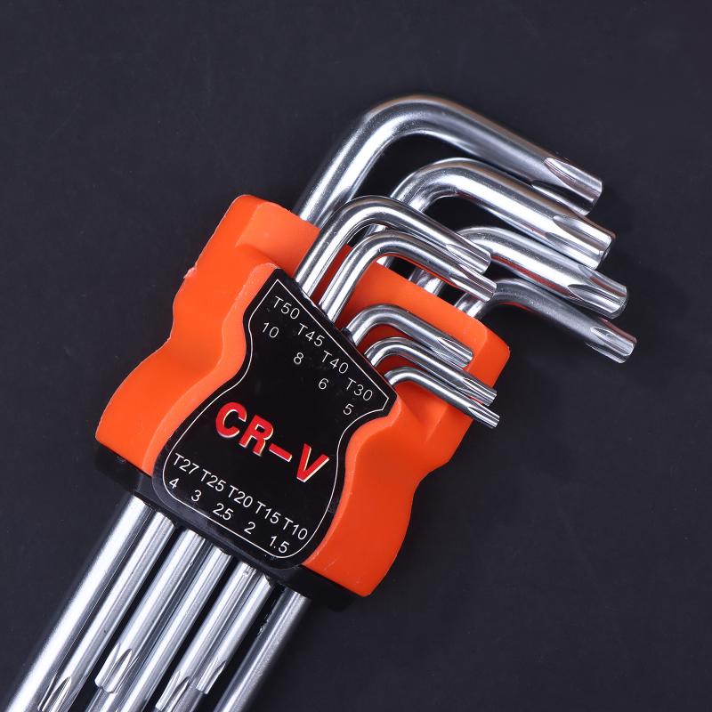 9Pcs Torx Star Wrench Set Allen Keys Hexagon Spanner Dual End L Type Star Screwdriver Hand Repair Tools For Diy Home Repair