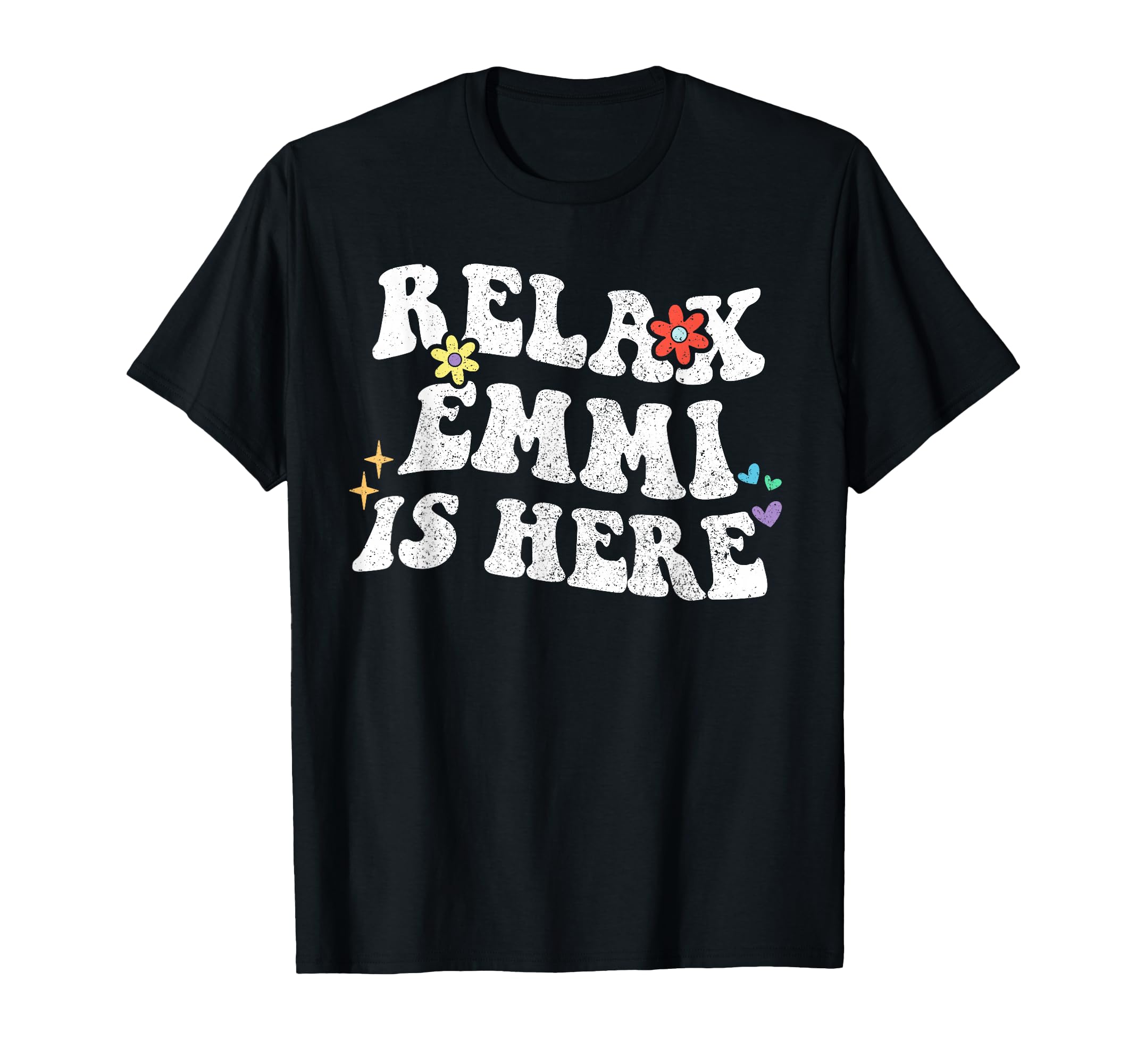 

Retro Groovy Relaxed EMMI Is Here Funny Day Name Mother s T-Shirt чёрный