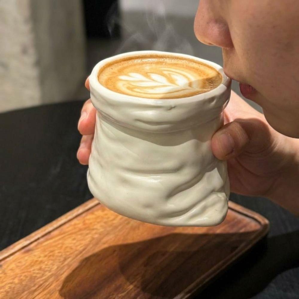 Non-slip Bag Ceramic Cups Large-caliber Irregular Mugs Tea Cup Coffee Cups  Household