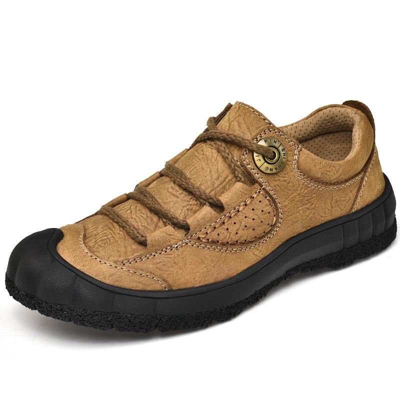 Leather Outdoor Casual Shoes Non-slip Low-top Lace-up Bag Head Hiking Shoes Men's Shoes Tooling Shoes Men's
