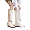Versão em pele de ovelha~ Botas de moto de salto alto com bico fino estilo Xiaoxiangfeng 2025 retrô, mas botas de cavaleiro para calças até ao joelho