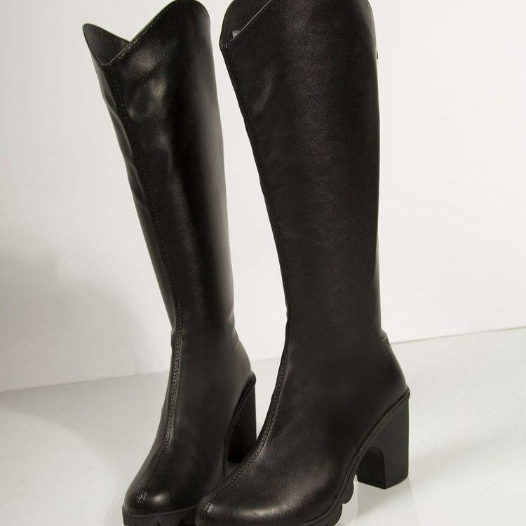 Round head soft sole inner thin national trend knight boots high top high tube V but knee boots boots thick sole