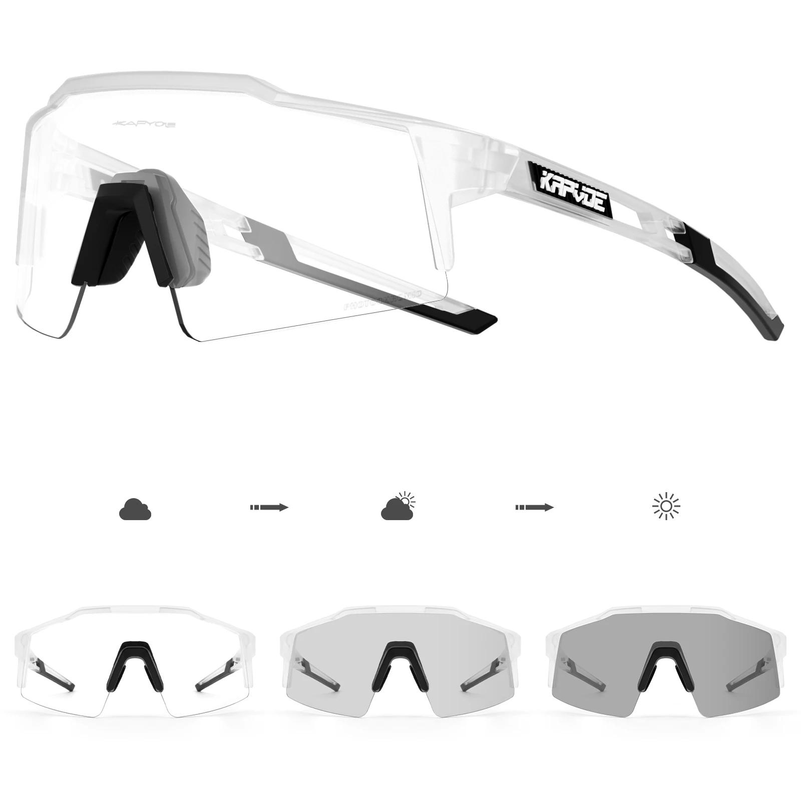 Kapvoe Red Photochromic Cycling Sunglasses for Men Blue Photochromism Glasses Cycl Mountain New Bicycle Goggles Eyewear Sports Black Photochromic