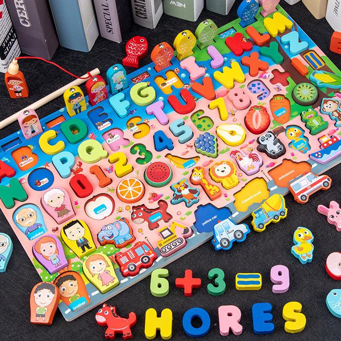 Kids' Educational Montessori Logarithmic Board: Early Learning Toy for Number Recognition & Fishing Game