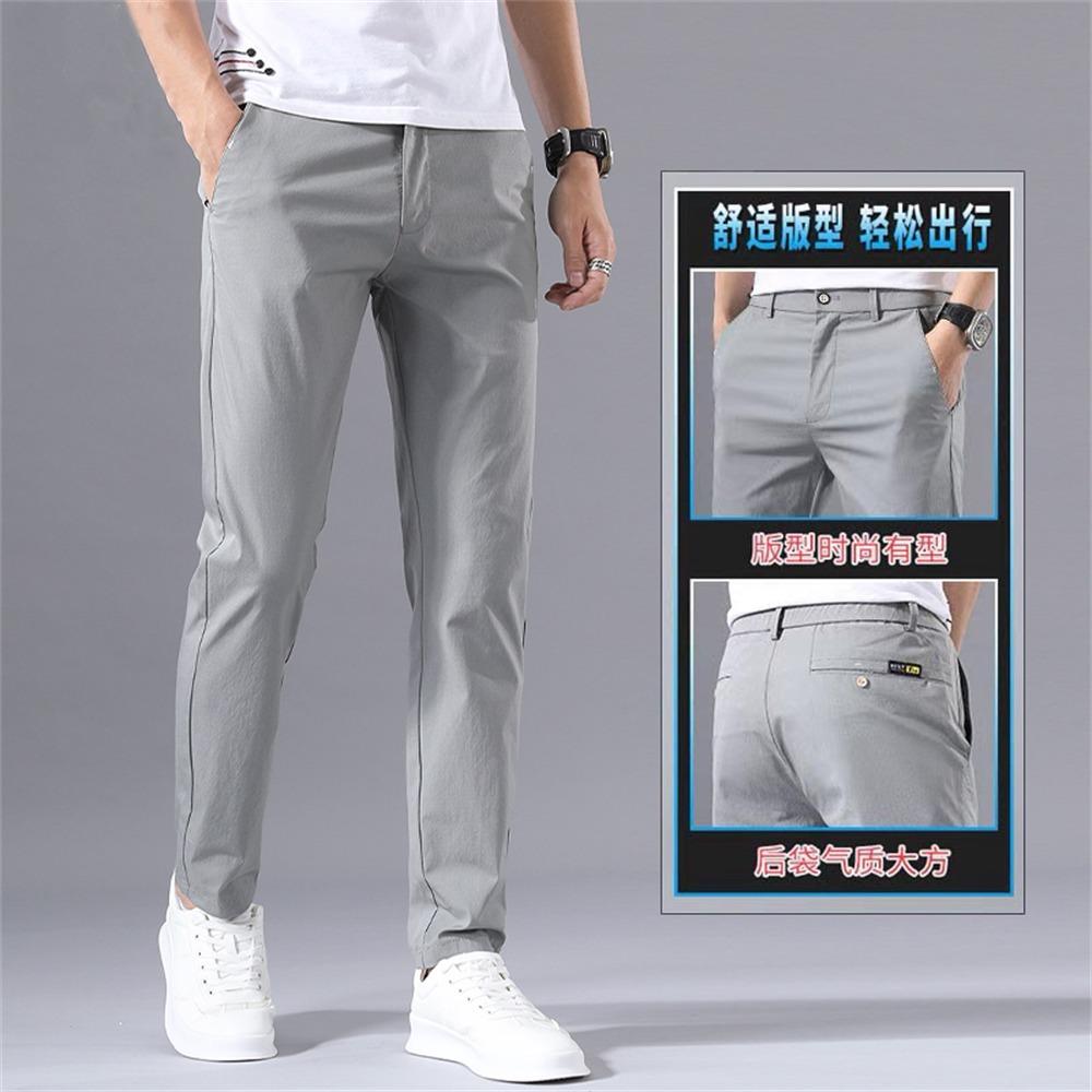 Casual Pants Summer Thin Slim Fit New Trend Light Business Pants Loose Straight Ice Silk Trousers