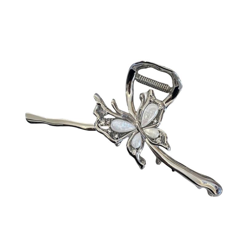 1pc/2pcs Metal Butterfly Gripper Clip for Women's New High-end Style, Shark Clip At the Back of the Head, Large Hair Clip