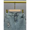 Heavy Industry Denim Skirt Loose-Fitting European A- Line Hot Drilling