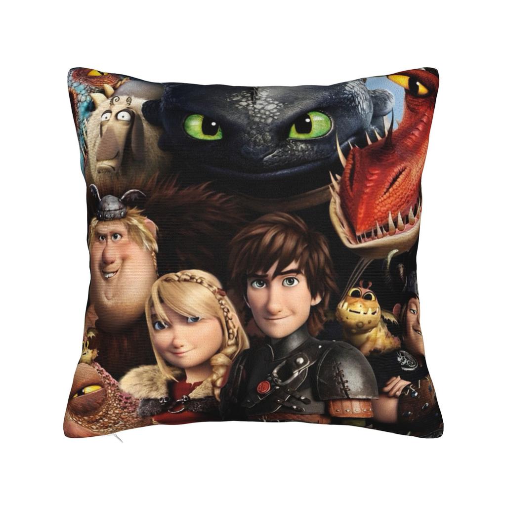 HTTYD Ohnezahn Quadratische Kissenhülle Kissenbezüge Fantastisch Polyester Dekor Sofakissenhülle für Wohnzimmer 40x40cm