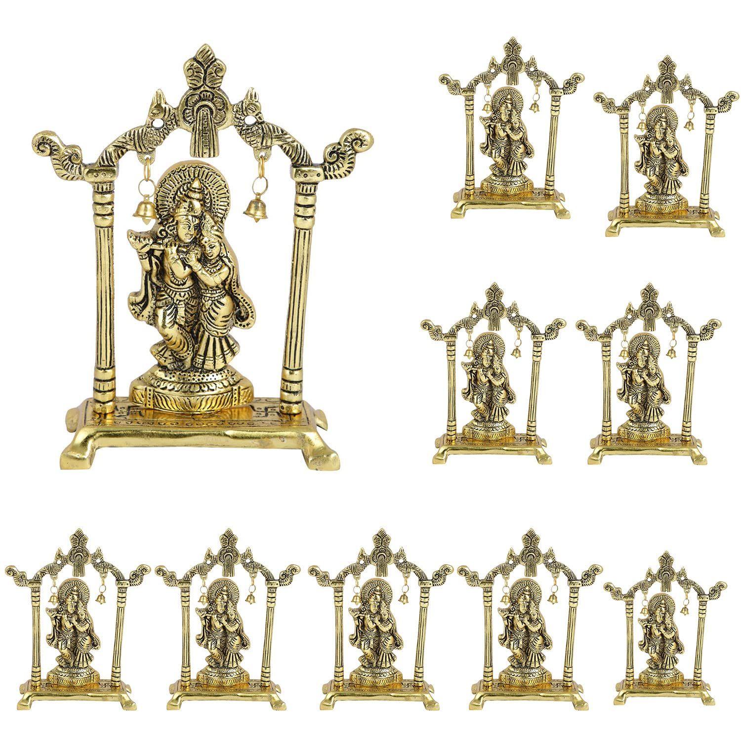 

Metal Gold Plated Radha Krishna Idol Sculpture Statue Figurine Decorative Showpiece for Janmashtami Home Decoration Temple and Gift золотистый