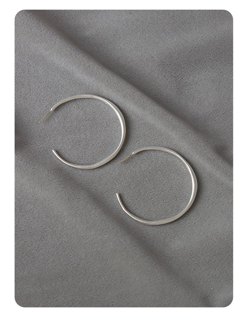 Electroplated Silver Polished Large Hoop Earrings - Simple European Design