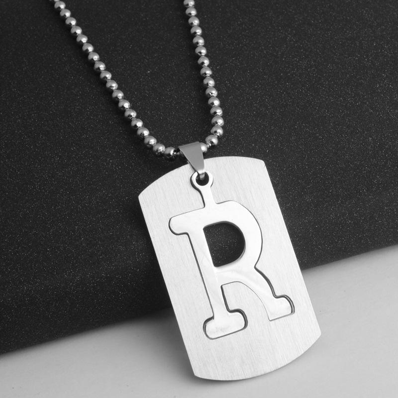 HNSP Stainless Steel Initials Pendant Chain Necklace For Men Women 26 Letter Name Accessories