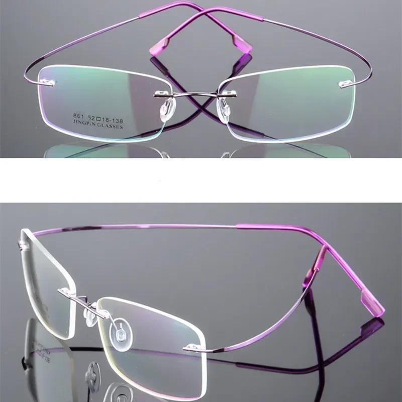 Titanium Alloy Rimless Glasses Frame Men Prescription Eyeglasses Myopia Optical Frame Screwless Eyewear Only Eyeglass Frames