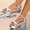 Plus Size Fashion Weaving Platform Sandals for Women Gold Silver Wedge Sandals Woman Summer 2026 Comfort Thick Sole Beach Shoes