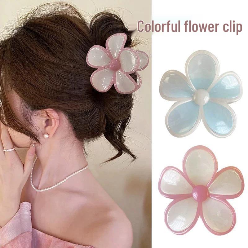 Korean Style Plumeria Hair Clip - Elegant Updo Claw Clip for Women, Perfect for Vacation & Gentle Style