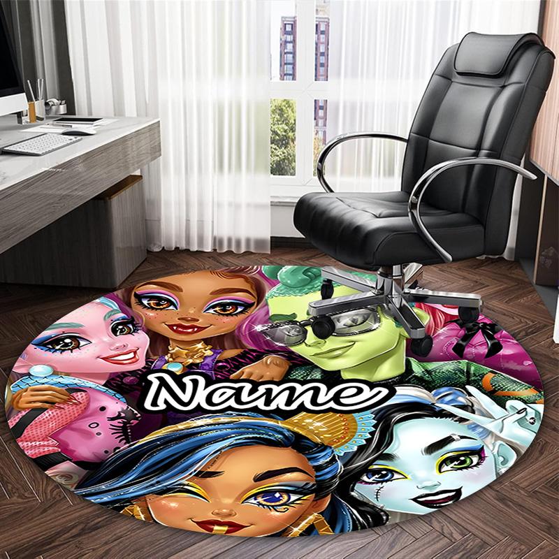 Customizable Monster High Draculaura1 Round Non-Slip Carpet - Ideal for Garden, Picnic, Office, Perfect for Decoration, Suitable For All Seasons