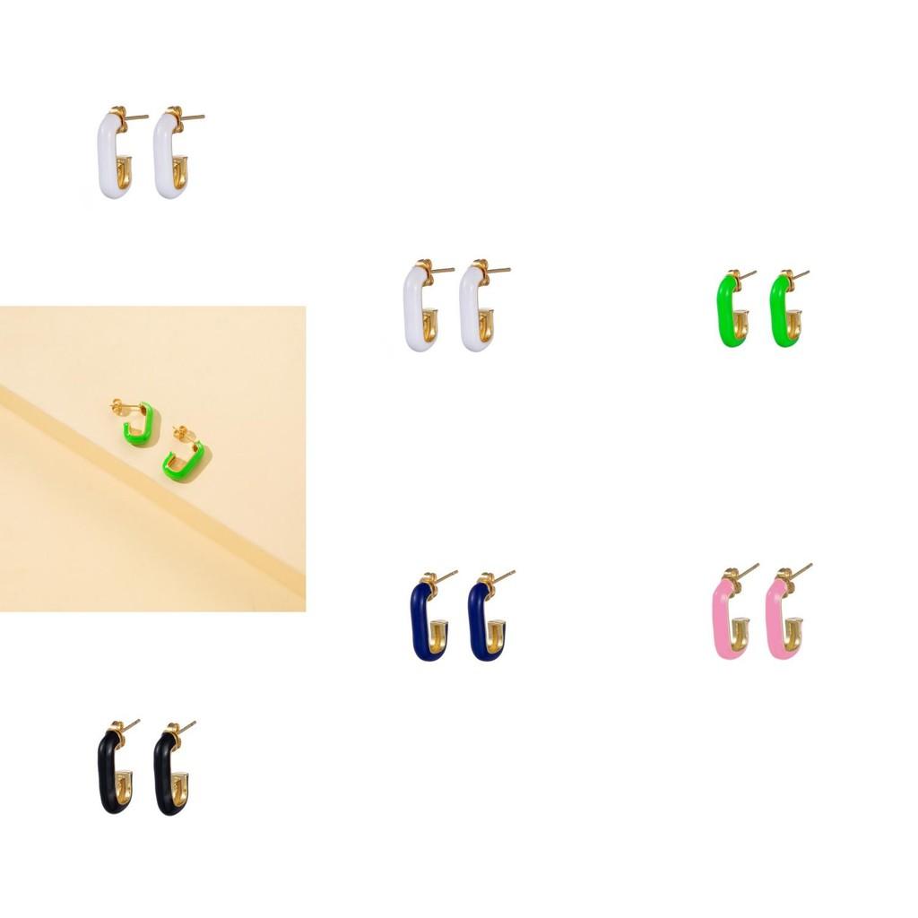 Fashionable J-shaped Earrings For Women In Bold Colors And Unique Alloy Design