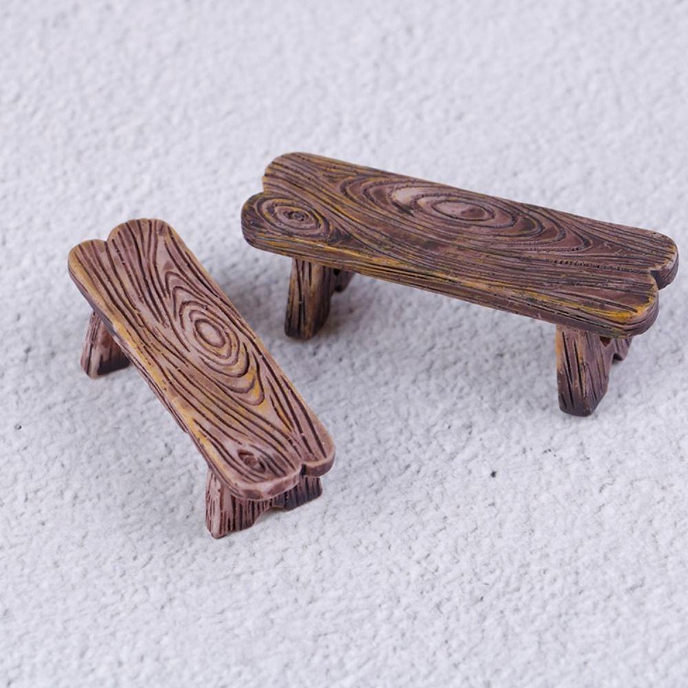 Mini Dollhouse Miniature Wooden Bench Wooden Stool Fairy Garden Miniatures Decor  Kids Gift