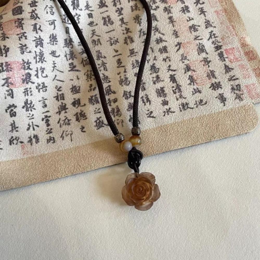 Handmade Chic Flower Beads Necklace Accessories Camellia Necklace Durable Necklace