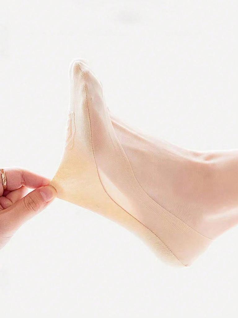 5 Pairs Women's Spring Summer Solid Color Cool Breathable Invisible Ice Silk Short Socks