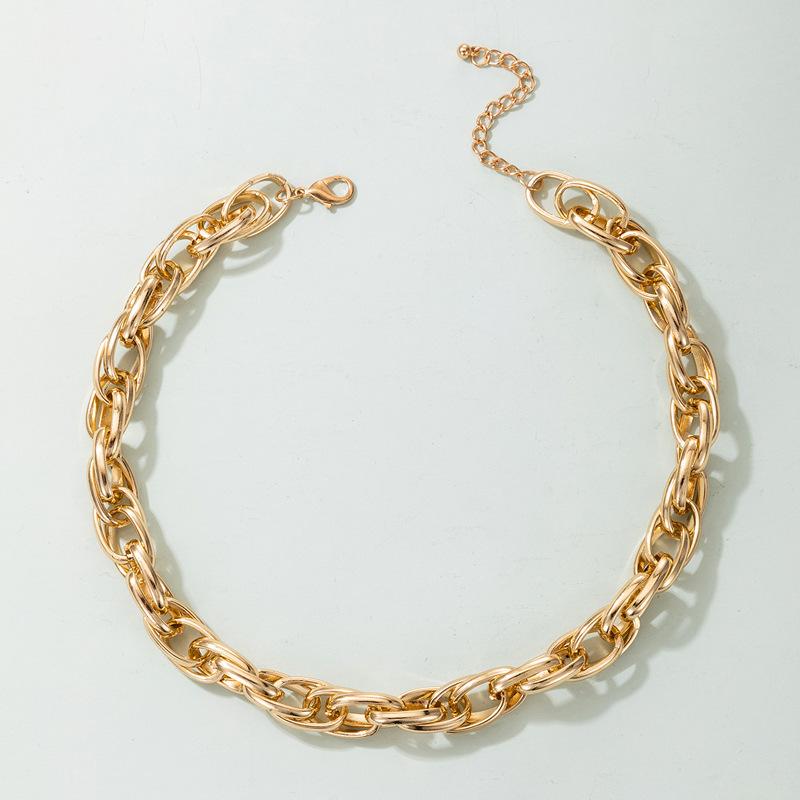 Hip-hop Exaggerated Jewelry, Alloy Heavy Metal Chain Single-layer Necklace, Geometric Simple Collarbone Chain