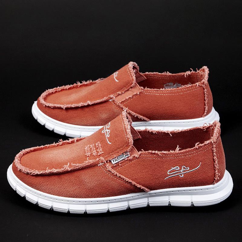 Fashion Men's Washed Fabric Casual Shoes Anti Slip and Wear-resistant Driving Shoes Canvas Shoes