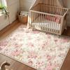Pink Peony Flower Pattern Carpet Pink Soft Washable Floor Mat Bedroom Children's Room Nursery Garden Style Decorative Area Rug