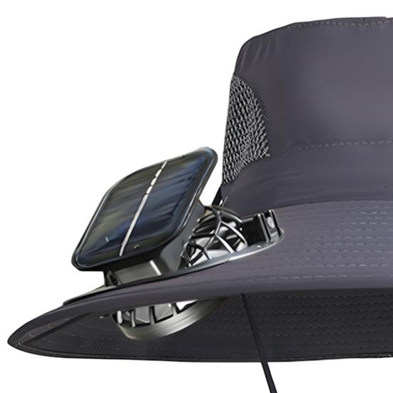 2Pcs Summer Hat with Dual Solar Fans USB Charging Wide Brim Outdoor Fishing Hat Breathable Cooling Sun Protection