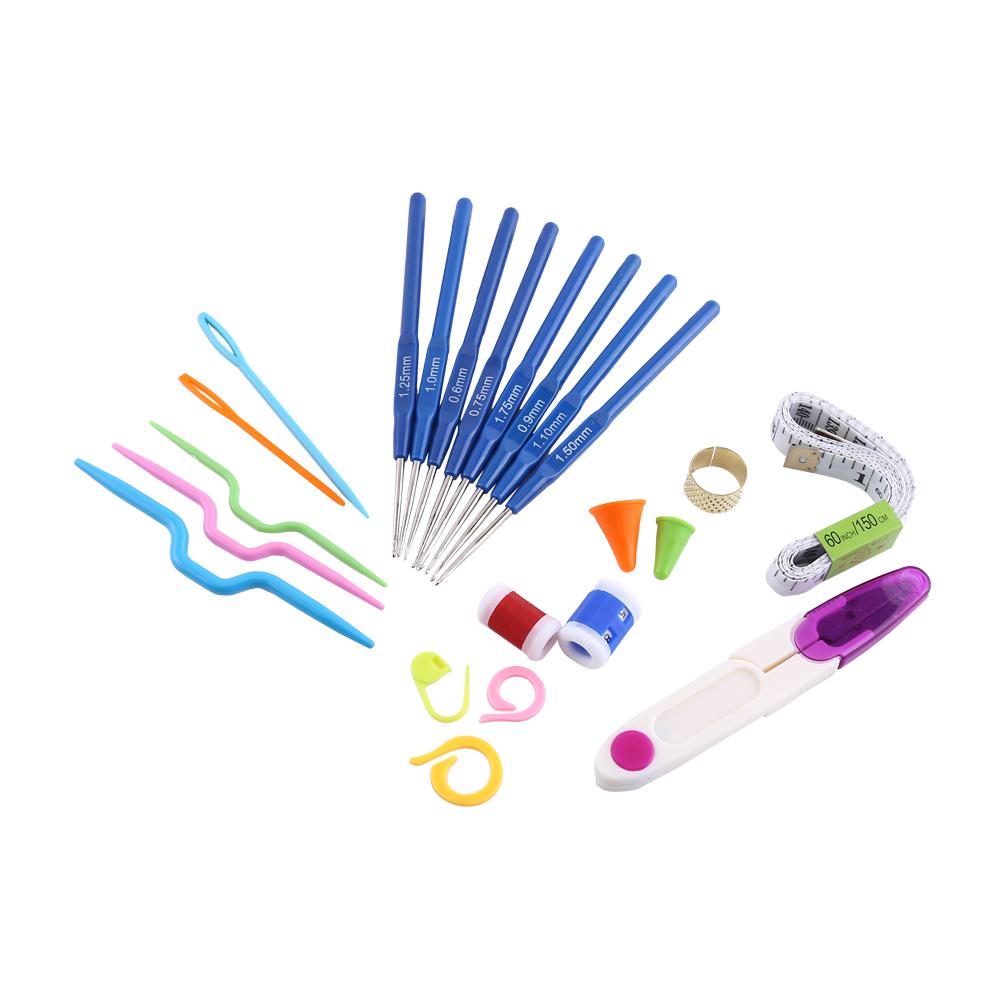 16 Diff Ent Sizes Sewing Tool Crochet Hook Needles Stitches Craft Set Tool(Purple)