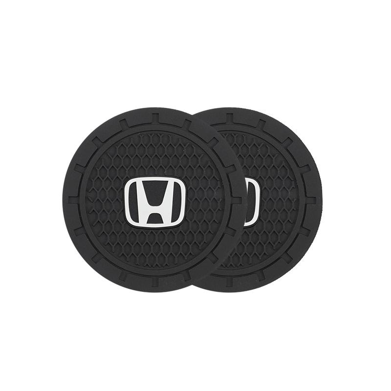 2Pcs Leather Coaster Anti-noise Water Cup Pad Cushion For Honda Accord Civic FIT Insight CRV Jazz HRV CRZ CRX City Vezel Pilot OG5