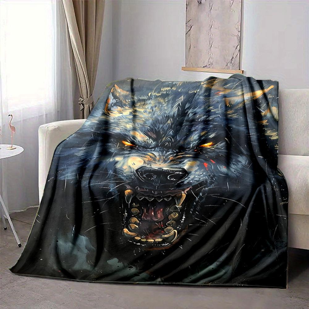 1pc Wolf Pack Blanket, Lightweight Flannel Throw Blanket For Sofa, Bed, Travel, Camping, Living Room, Office, Couch, Chair, And Bed