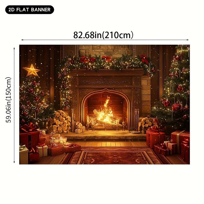 1Pcs Halloween Christmas Fireplace Red Glow Decoration Background Holiday Backdrop Decorations For Photo Studio Booth Party