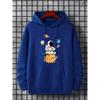 Cartoon meditation astronaut planet rocket print men's autumn/winter hooded sweatshirt loose casual pullover sweatshirt