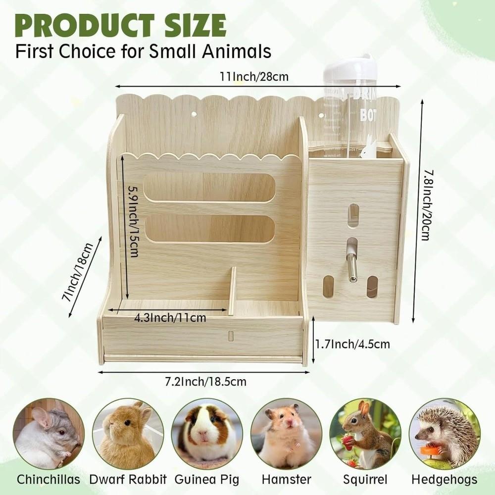 Multi-functional 2 in 1 Rabbit Hay Feeder Detachable with Bottle Rabbit Food Manger Bite Resistant Guinea Pig Feeder Habitat