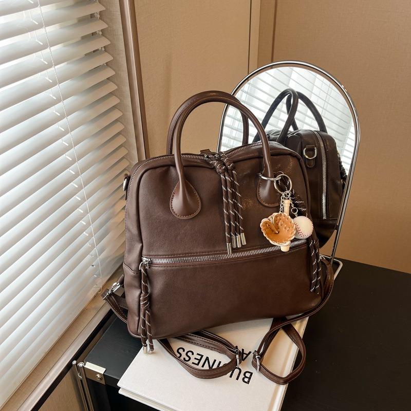 Retro commuter backpack bag women's large-capacity new high-end messenger bag casual light backpack