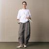 Retro Linen Plaid Pleated Casual Pants